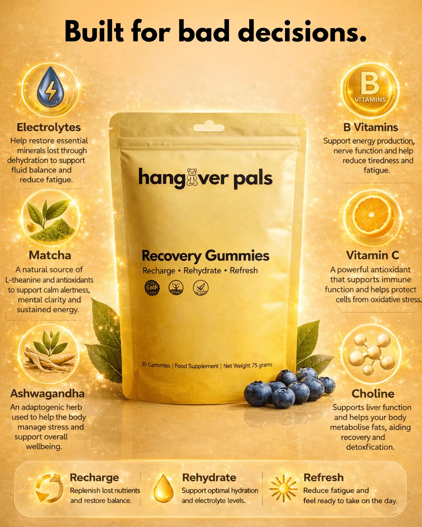 Recovery Pals - Wake Up Refreshed - hangover pals