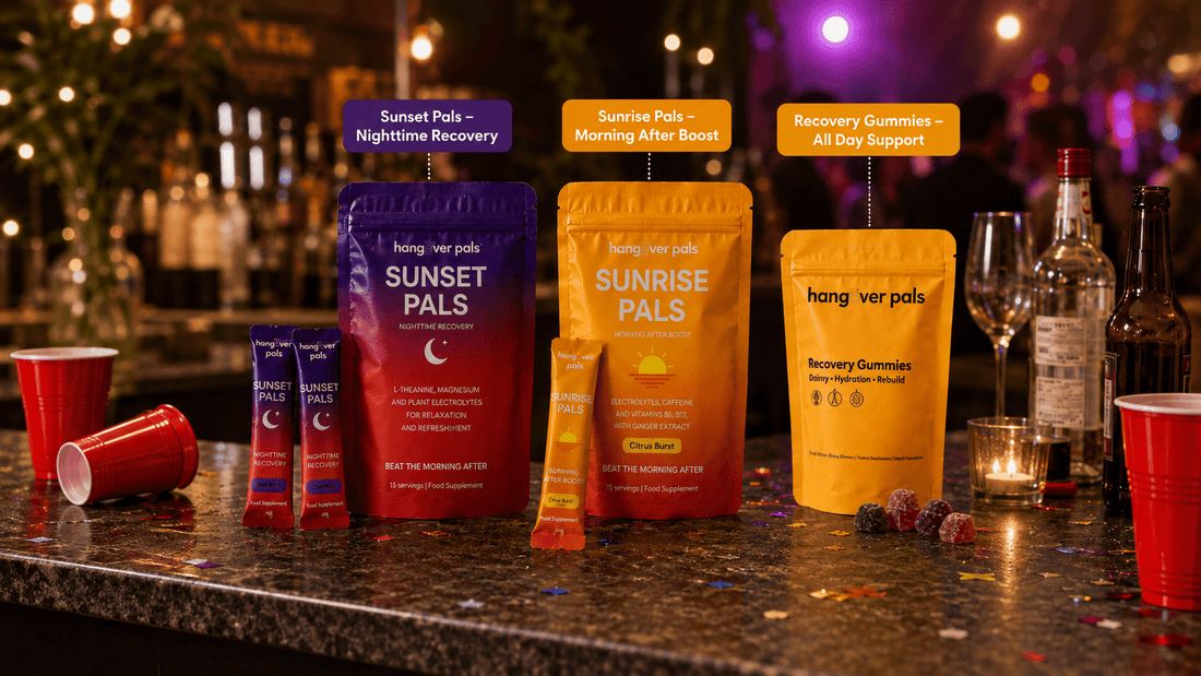 Gummies, Sunset, Sunrise: what to take and when - hangover pals