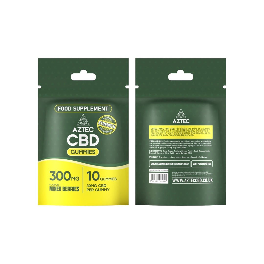 300mg Aztec CBD Gummies Mixed Berries - 10 Pcs - hangover pals